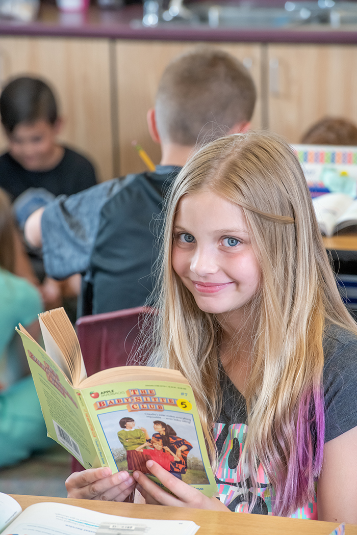 student reading