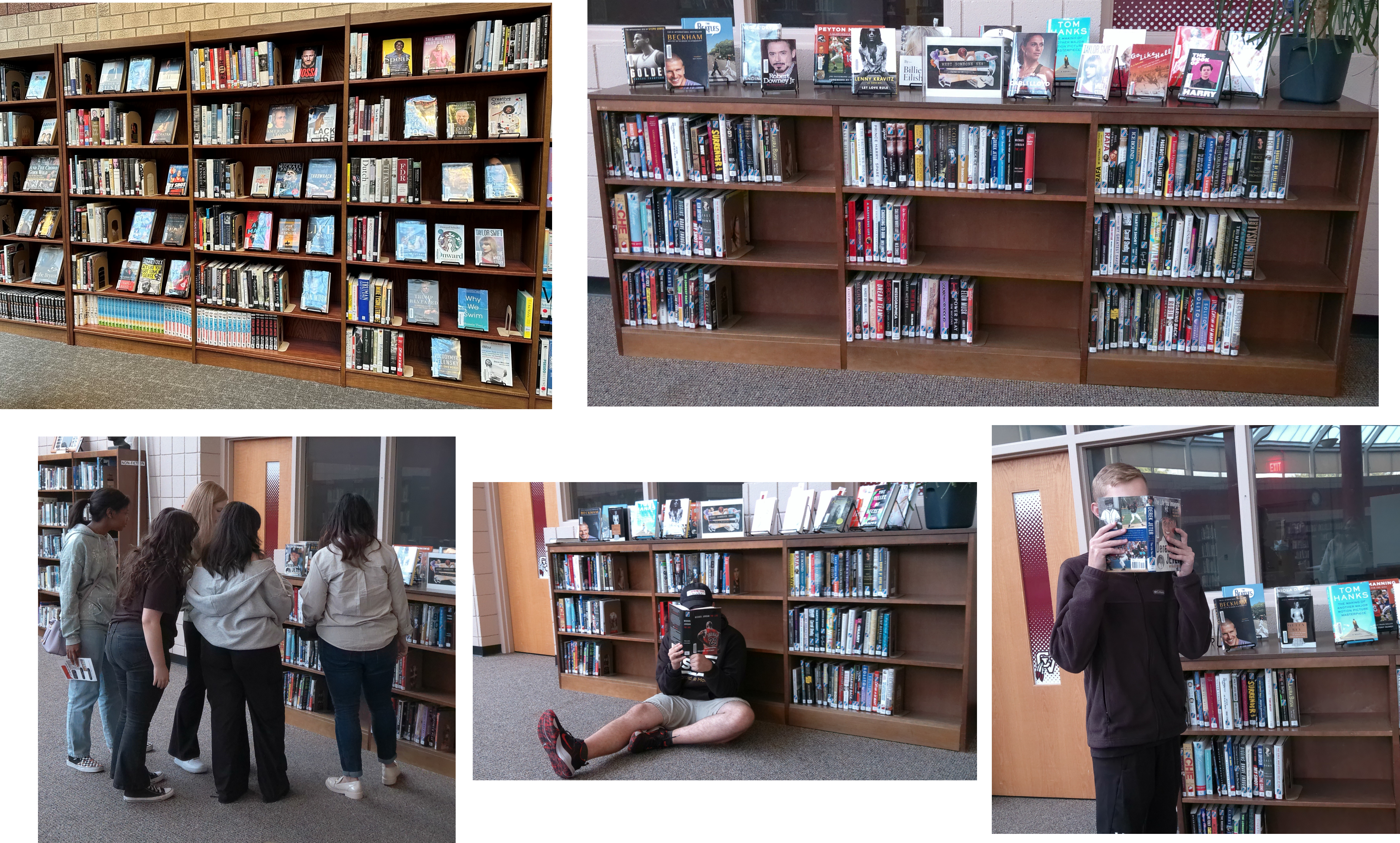 Biography book collections and students reading at high schools